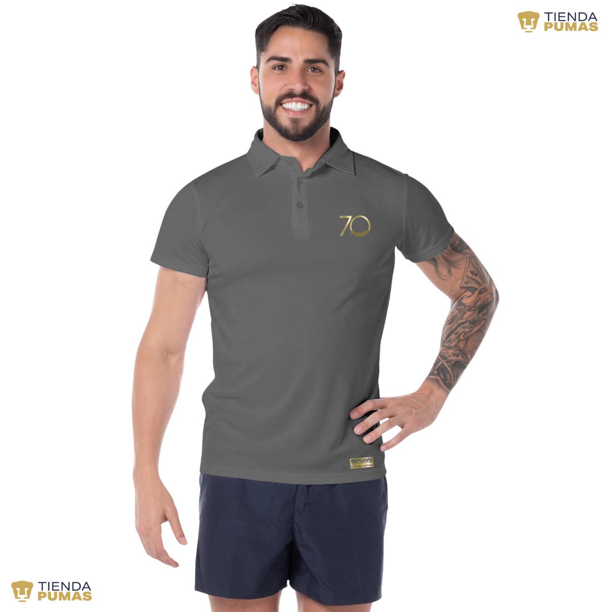 Playera Tipo Polo Transpirable Hombre Pumas UNAM 70 Aniversario Fte Edición Limitada 4