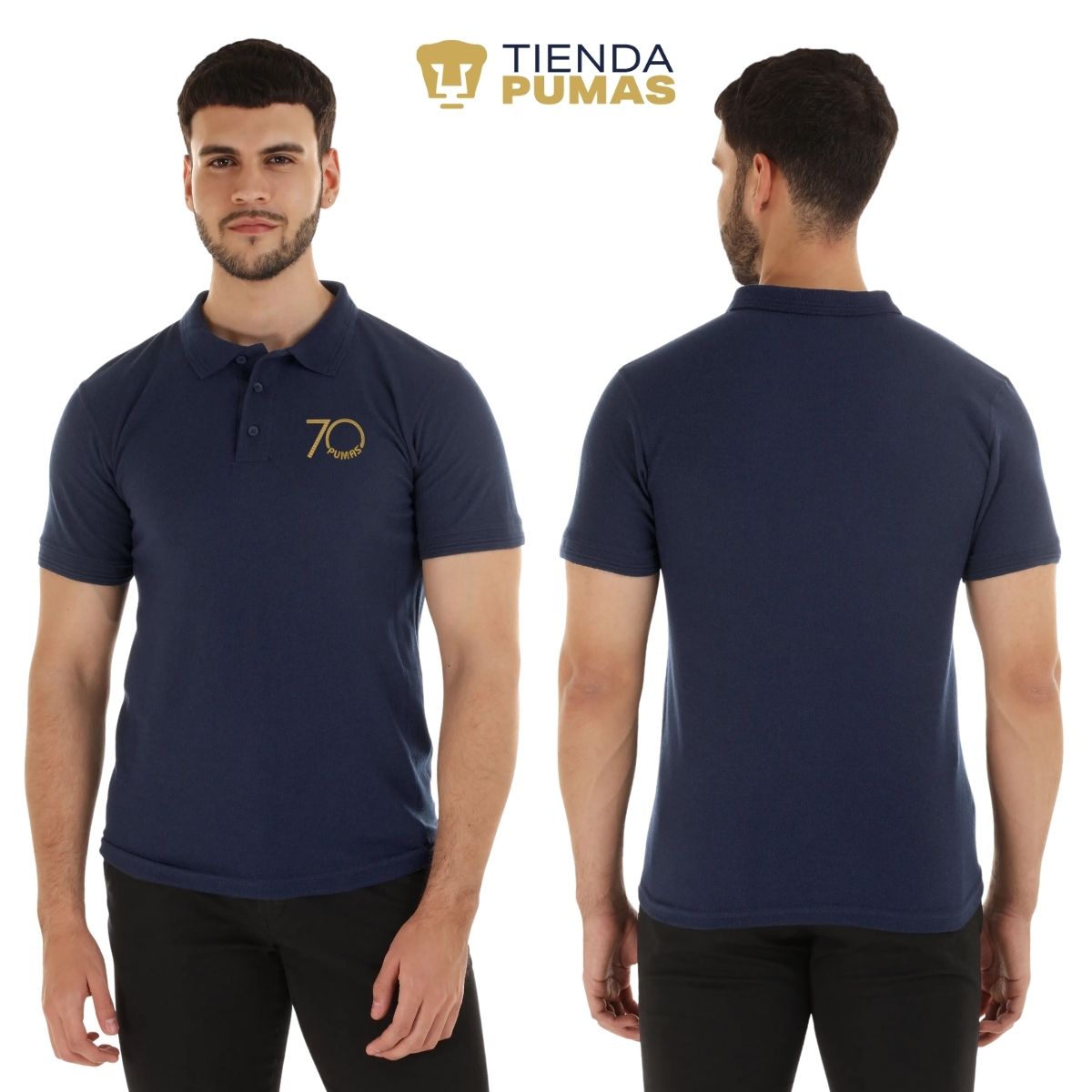 Playera Tipo Polo Piqué Hombre Pumas UNAM 70 Aniversario Bordado Edición Limitada 4