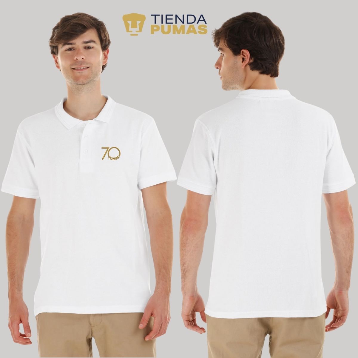 Playera Tipo Polo Piqué Hombre Pumas UNAM 70 Aniversario Bordado Edición Limitada 4