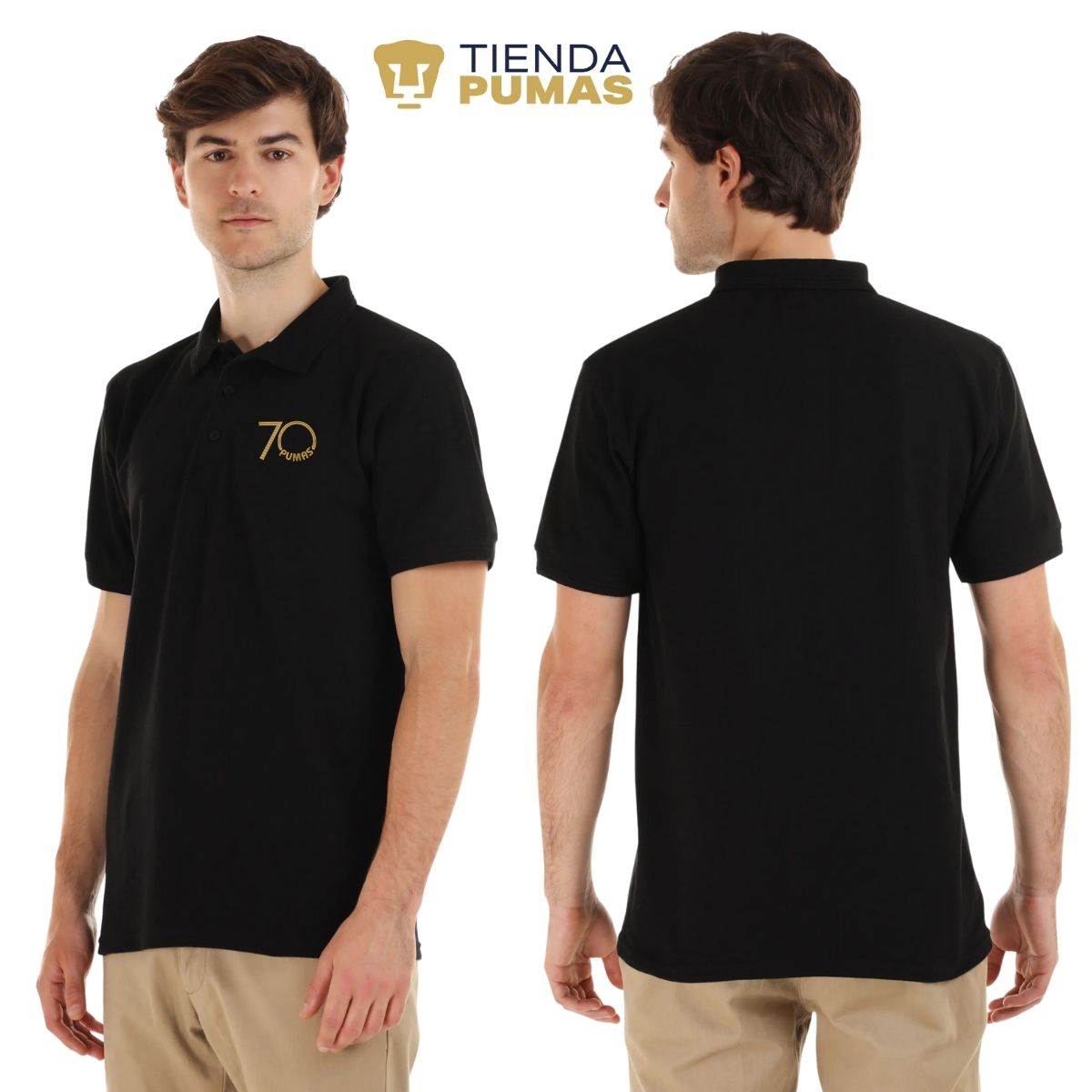 Playera Tipo Polo Piqué Hombre Pumas UNAM 70 Aniversario Bordado Edición Limitada 4