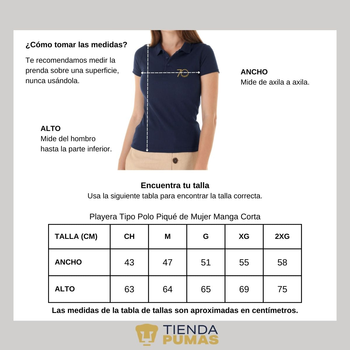 Playera Tipo Polo Piqué Mujer Pumas UNAM 70 Aniversario Bordado Edición Limitada 4