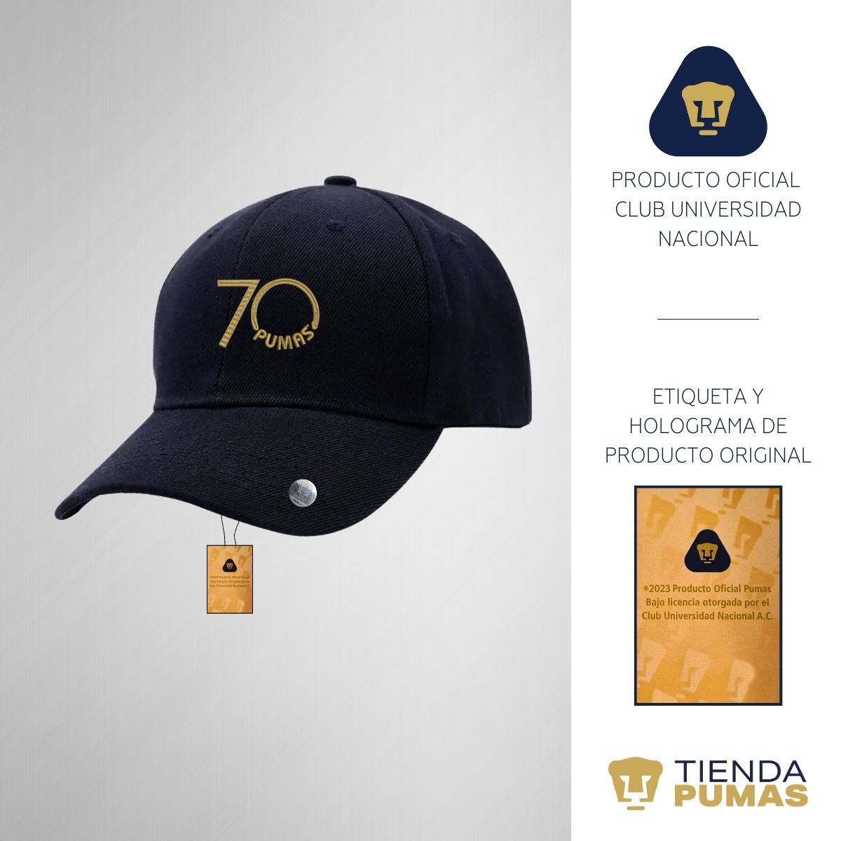 Gorra Pumas UNAM Hombre Mujer 70 Aniversario Bordado Fte Edición Limitada 4