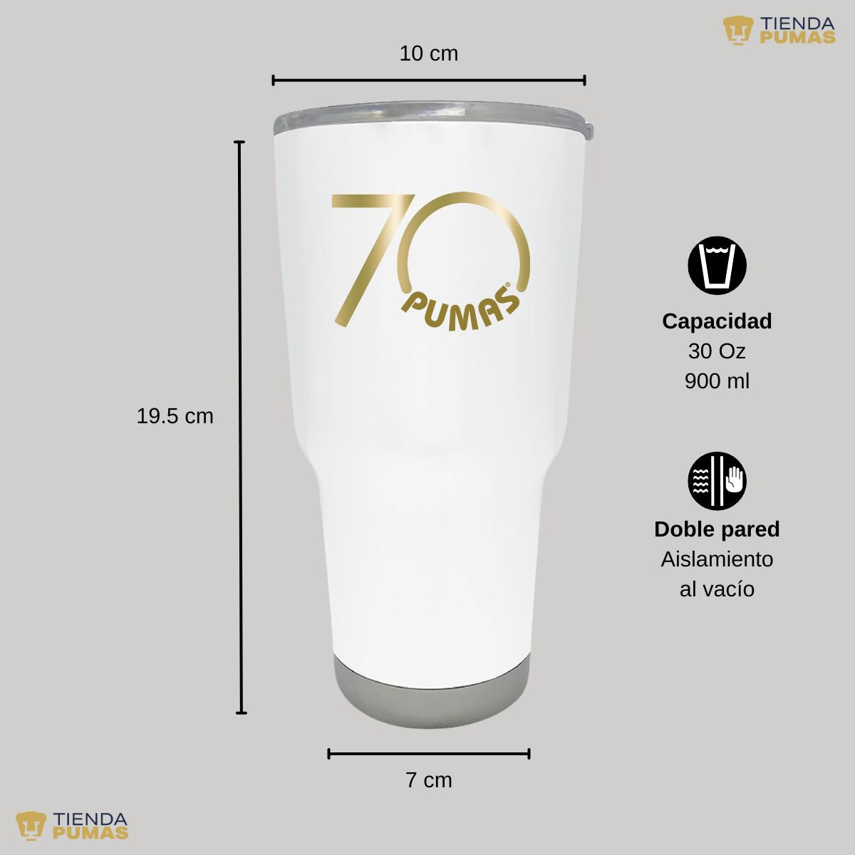 Termo 30 Oz Pumas UNAM 70 Aniversario Fte Edición Limitada 4