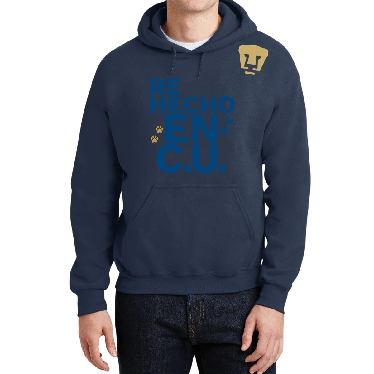 Sudadera Hombre Hoodie Pumas UNAM Re Hecho en C.U. DTG-Vinil