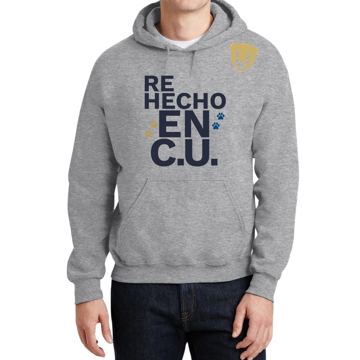 Sudadera Hombre Hoodie Pumas UNAM Re Hecho en C.U. DTG-Vinil