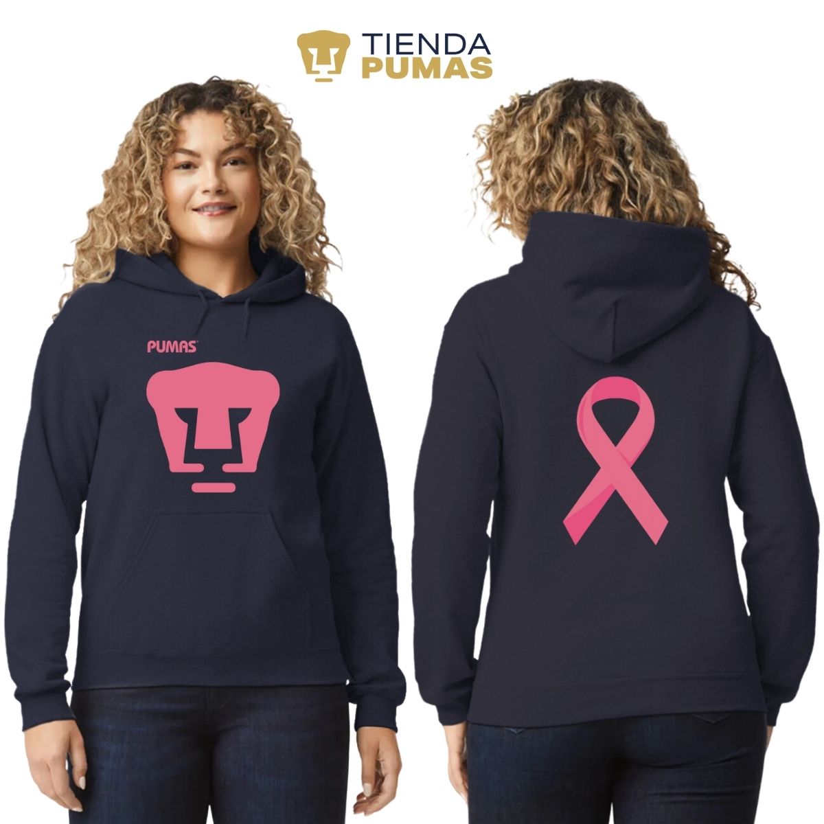 Sudadera Mujer Hoodie Pumas UNAM Mes Rosa