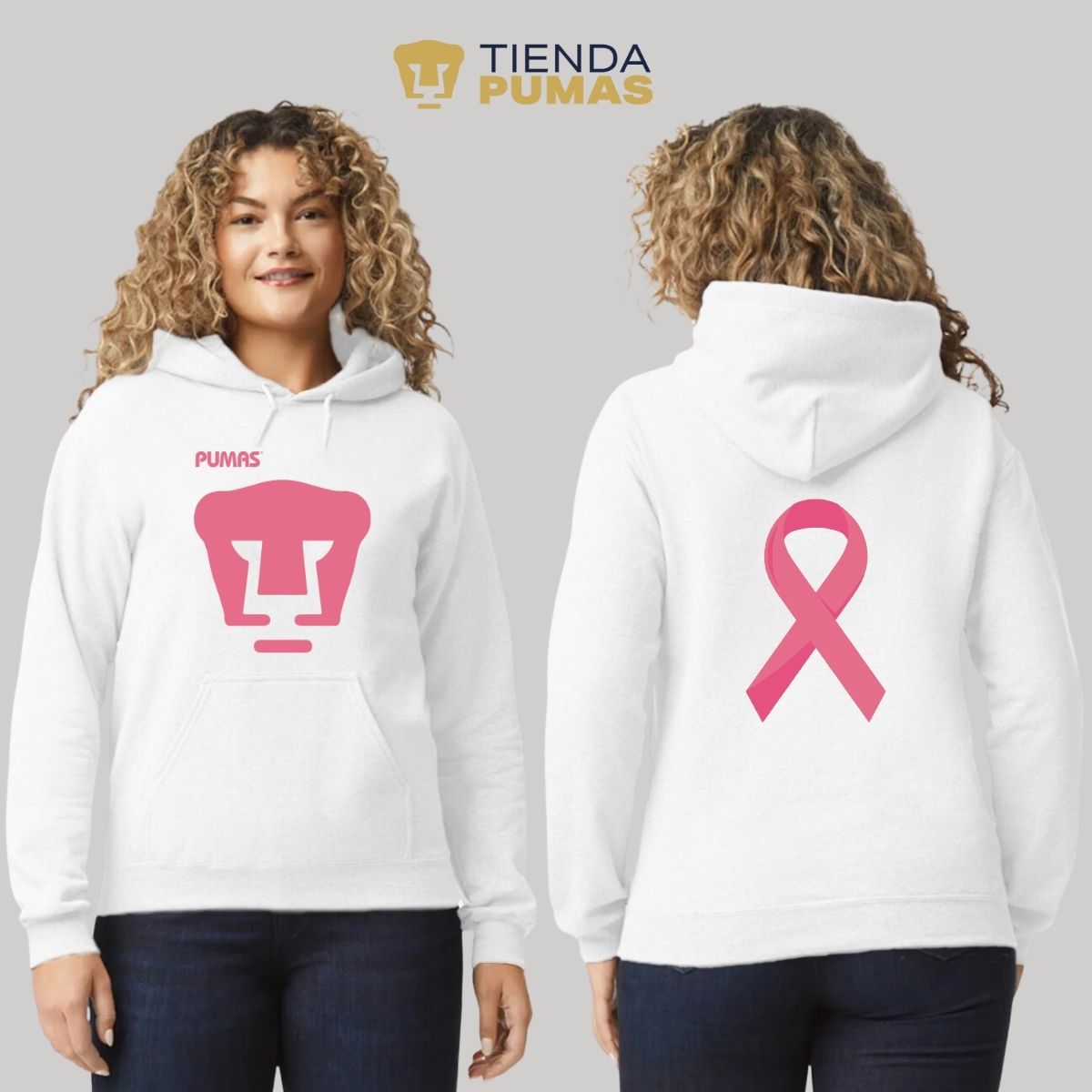 Sudadera Mujer Hoodie Pumas UNAM Mes Rosa