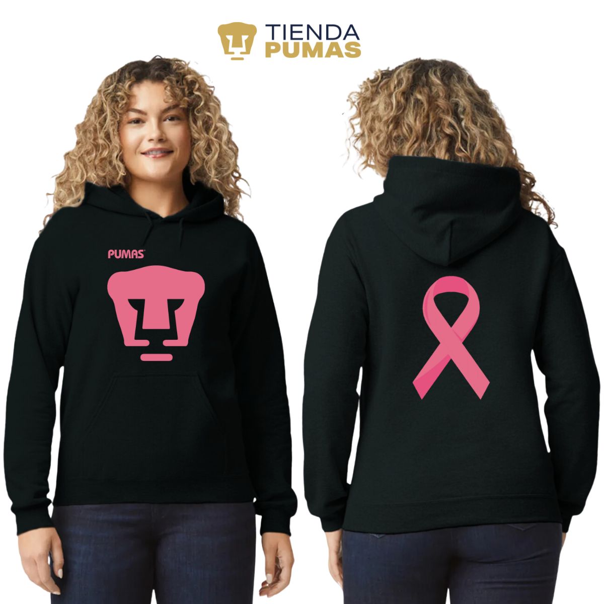 Sudadera Mujer Hoodie Pumas UNAM Mes Rosa