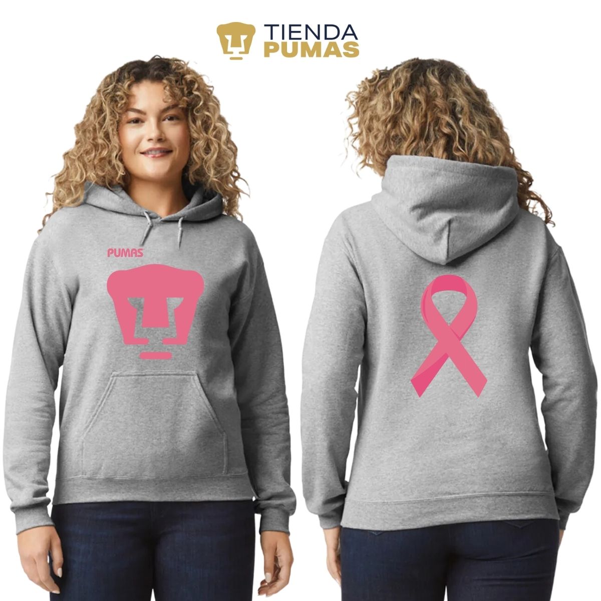 Sudadera Mujer Hoodie Pumas UNAM Mes Rosa