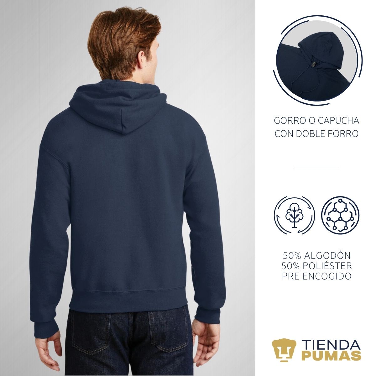 Sudadera Hombre Hoodie Pumas UNAM Hecho en C.U. DTG-Vinil