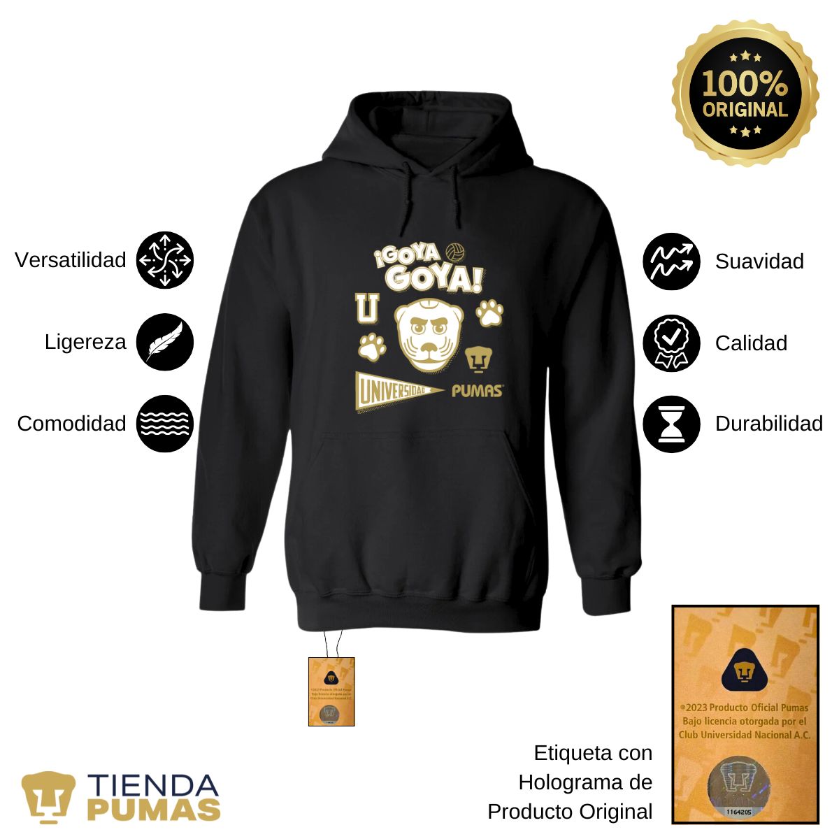 Sudadera Mujer Hoodie  Pumas UNAM Goya Universidad