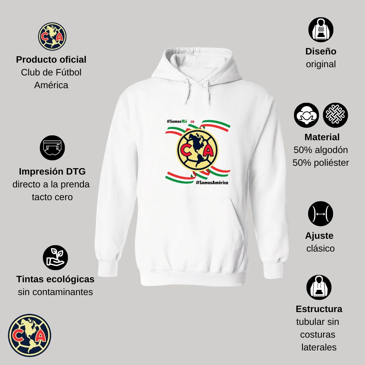 Sudadera Hombre Hoodie América Independencia México