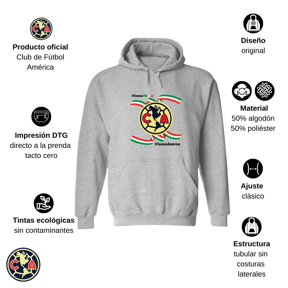 Sudadera Hombre Hoodie América Independencia México