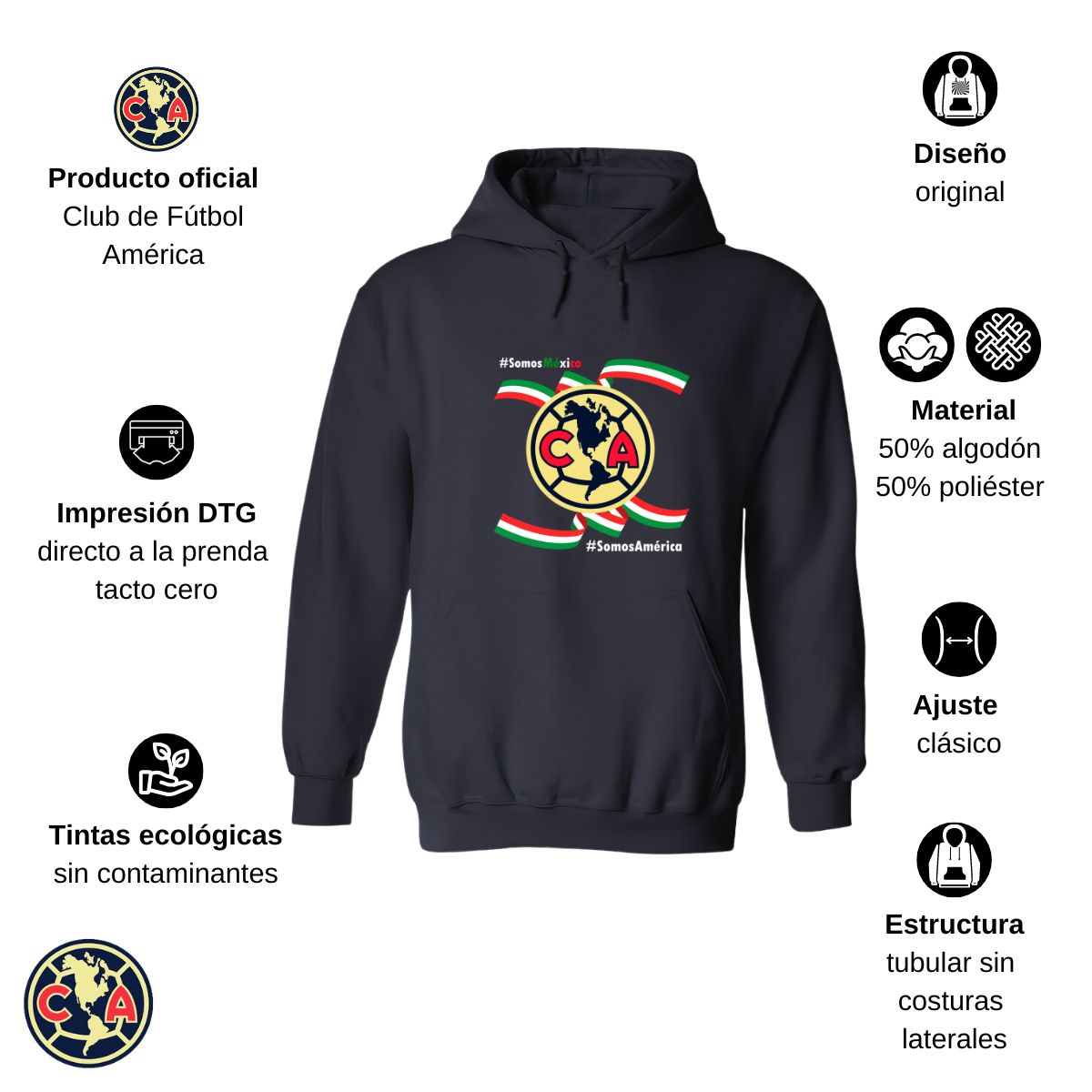 Sudadera Mujer Hoodie América Independencia México