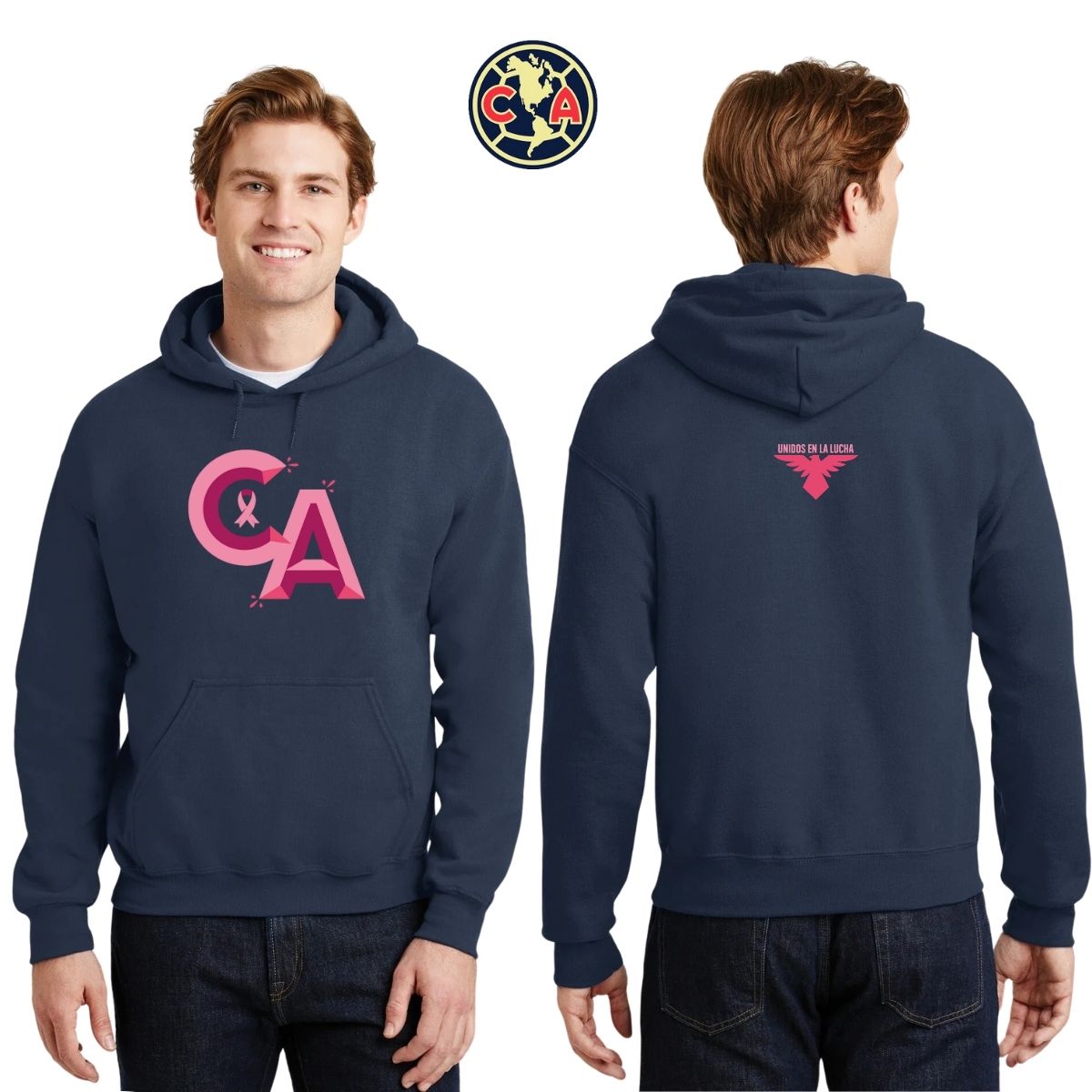 Sudadera Hombre Hoodie América Mes Rosa