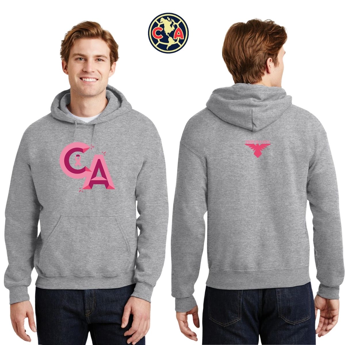 Sudadera Hombre Hoodie América Mes Rosa