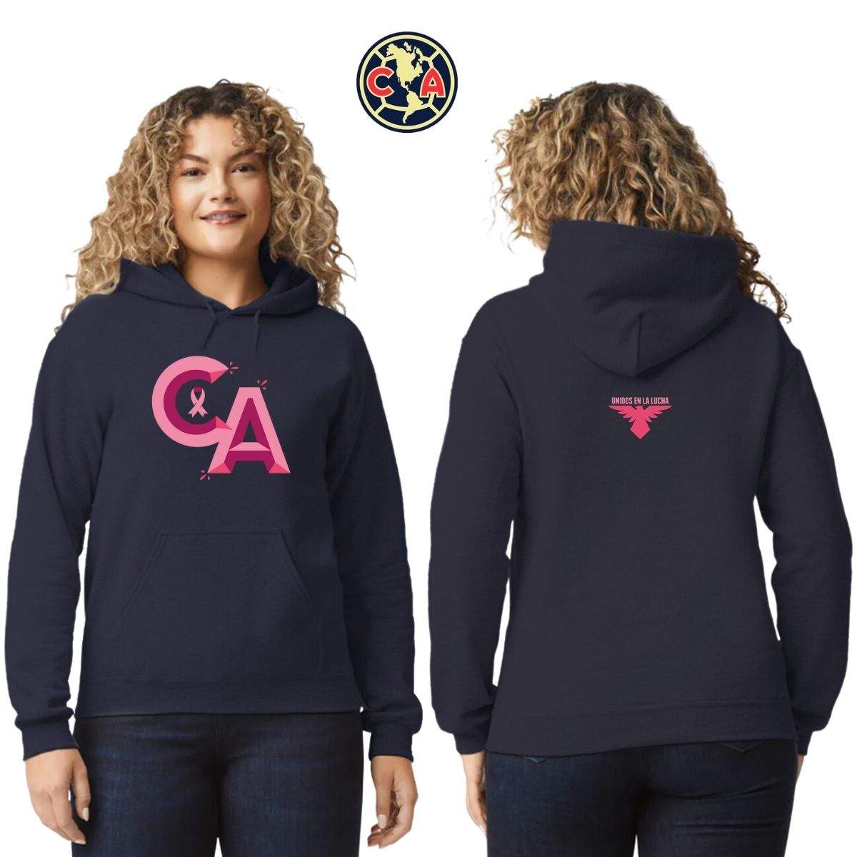 Sudadera Mujer Hoodie América Mes Rosa