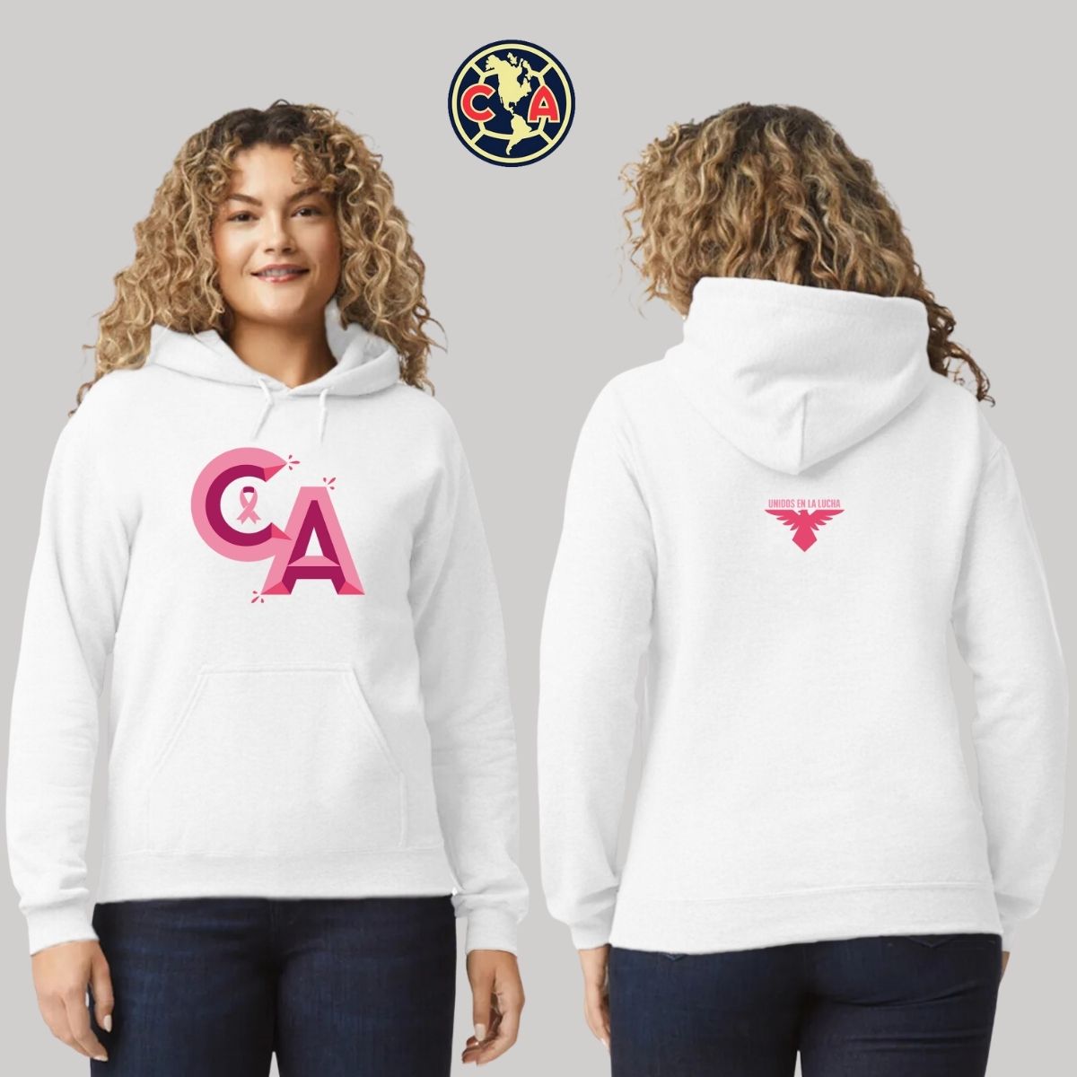 Sudadera Mujer Hoodie América Mes Rosa