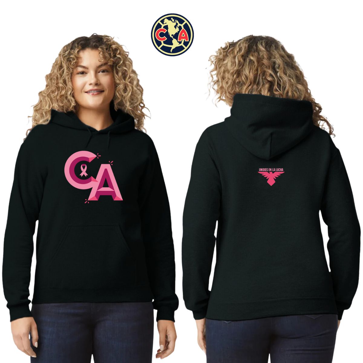 Sudadera Mujer Hoodie América Mes Rosa