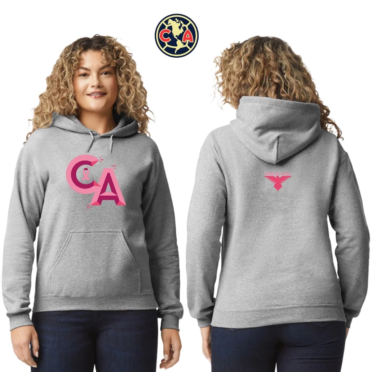 Sudadera Mujer Hoodie América Mes Rosa