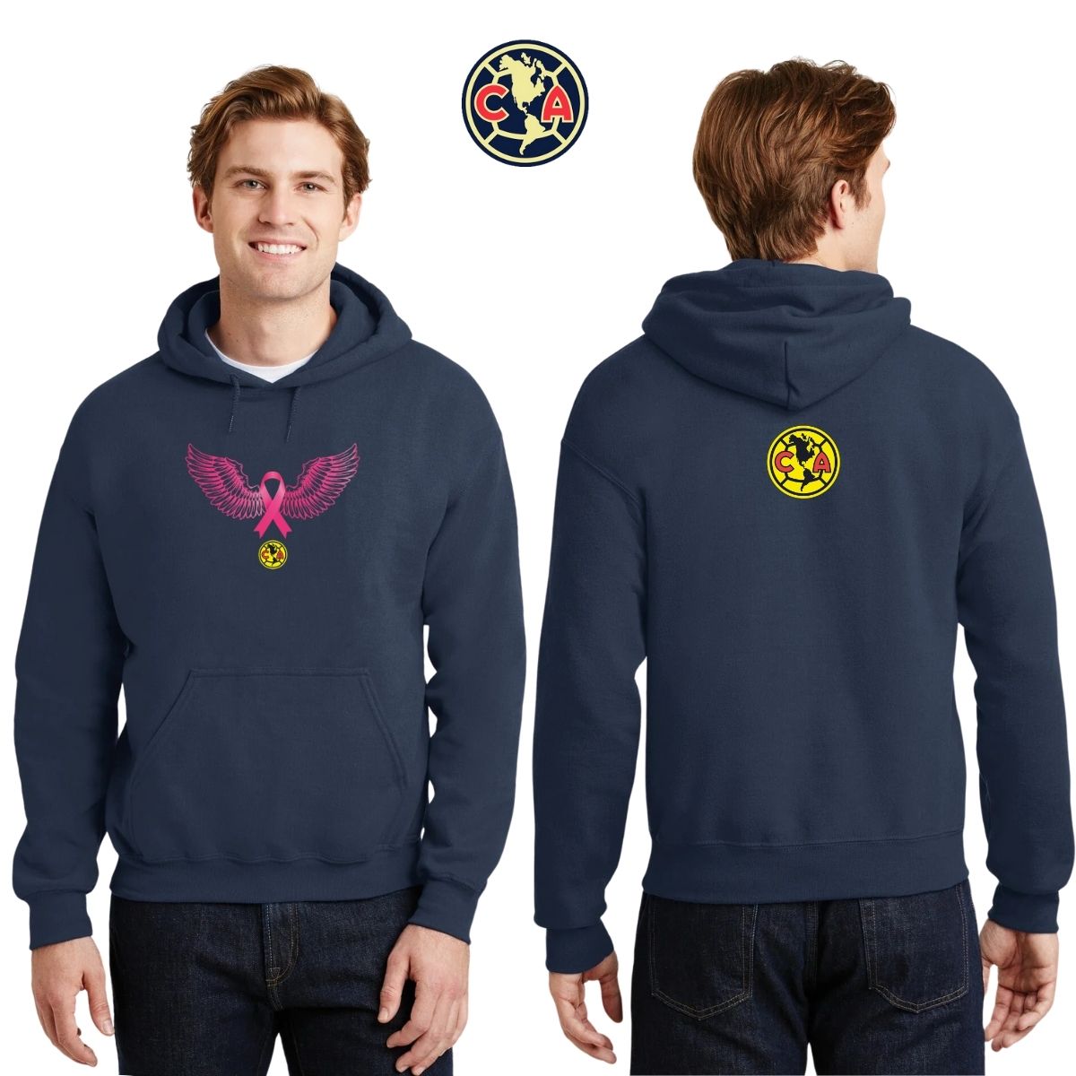 Sudadera Hombre Hoodie América Vs Cáncer Mama