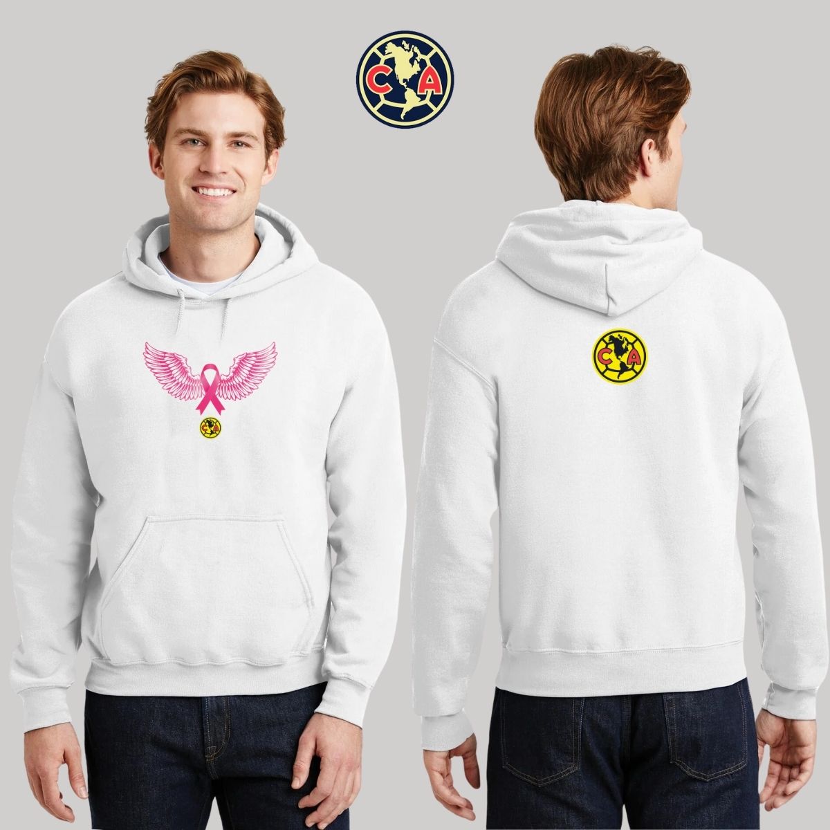 Sudadera Hombre Hoodie América Vs Cáncer Mama