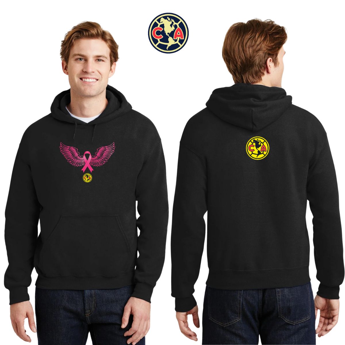 Sudadera Hombre Hoodie América Vs Cáncer Mama