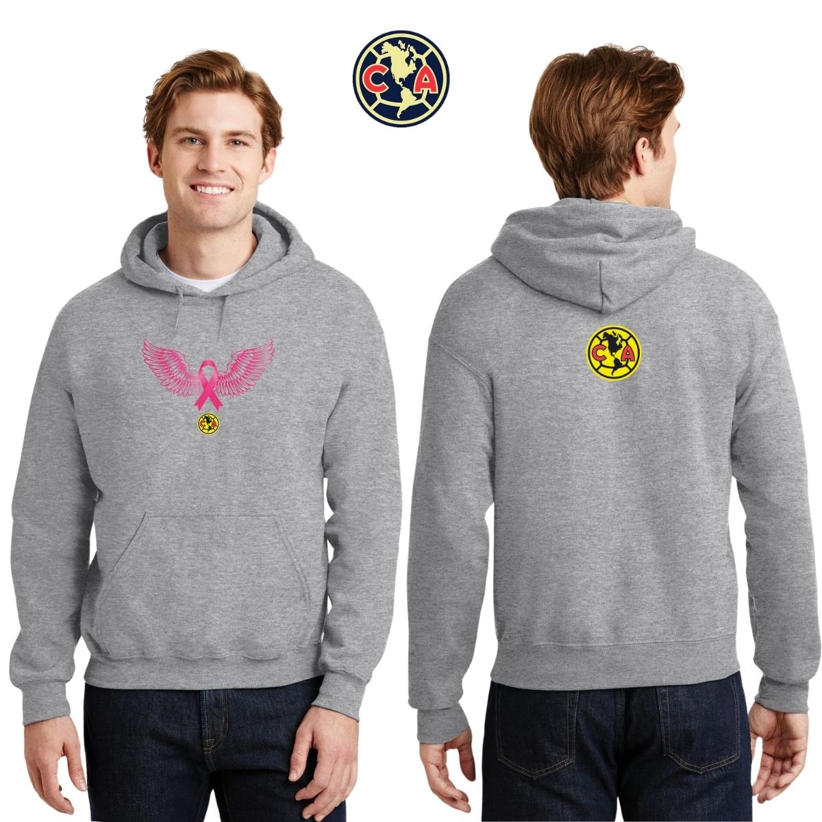 Sudadera Hombre Hoodie América Vs Cáncer Mama