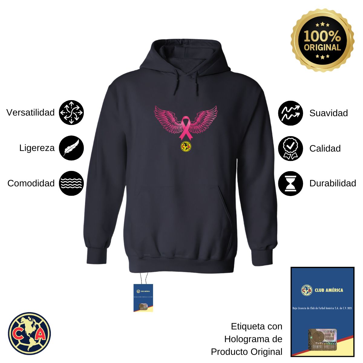 Sudadera Mujer Hoodie América Vs Cáncer Mama