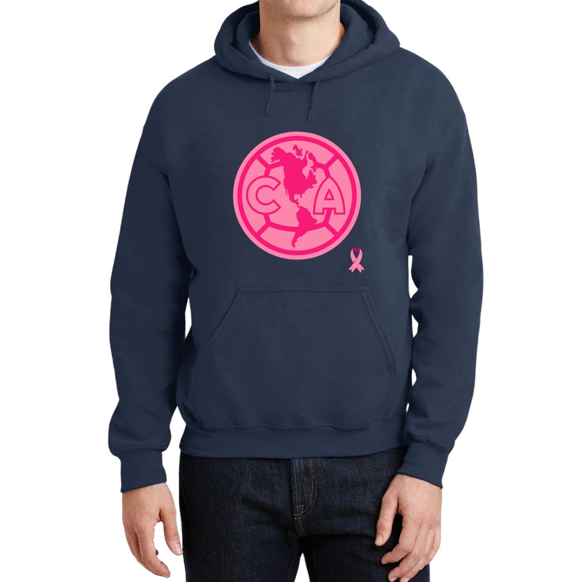 Sudadera Hombre Hoodie América Logo Rosa