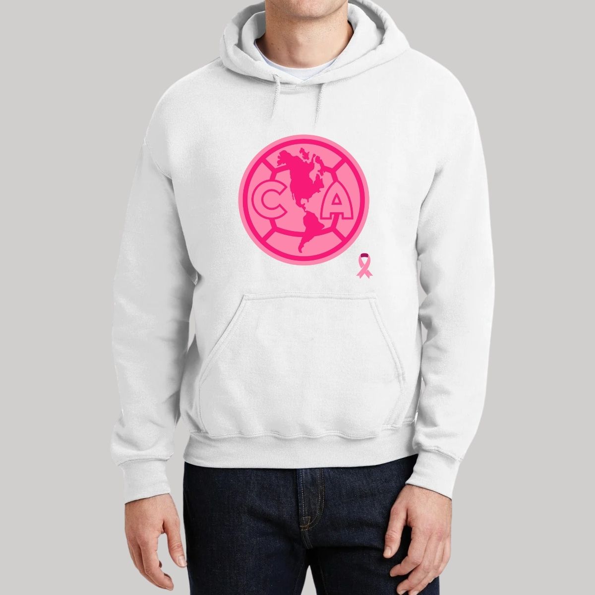 Sudadera Hombre Hoodie América Logo Rosa