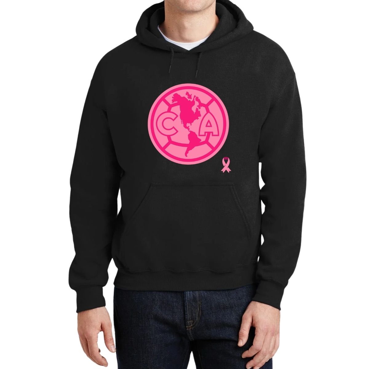 Sudadera Hombre Hoodie América Logo Rosa