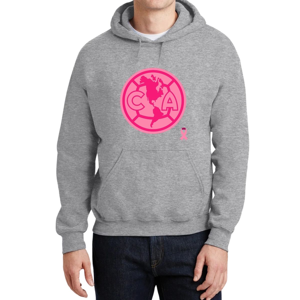 Sudadera Hombre Hoodie América Logo Rosa