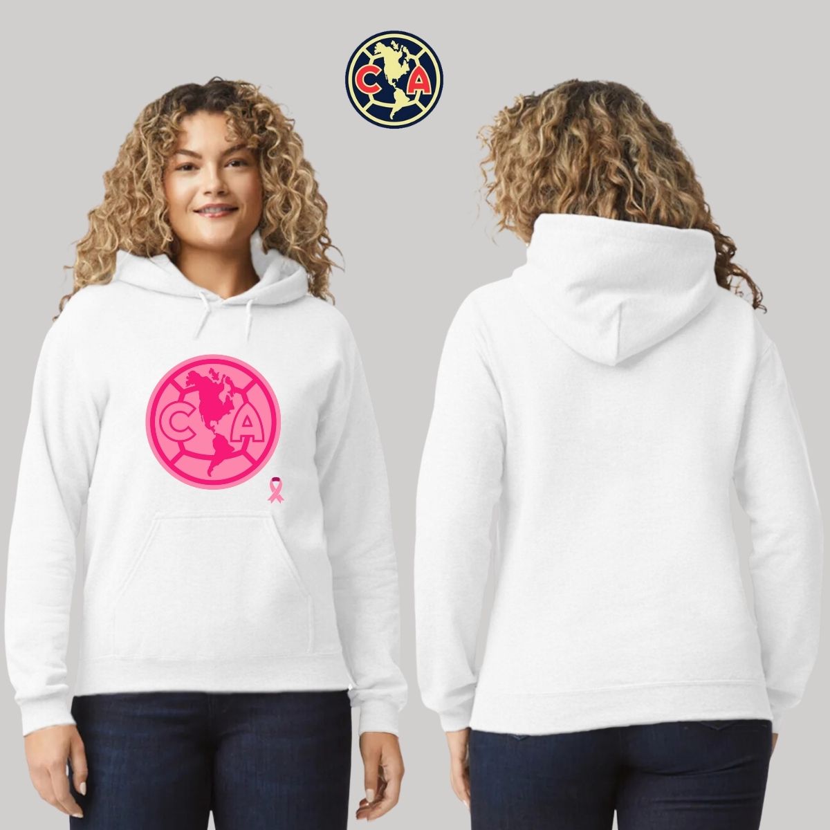 Sudadera Mujer Hoodie América Logo Rosa