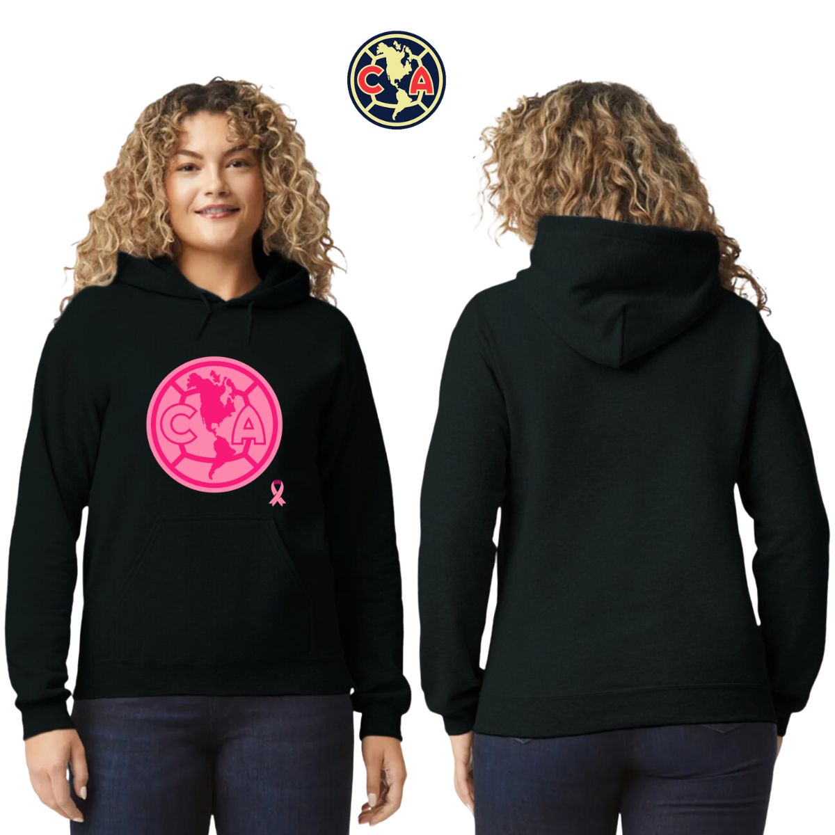 Sudadera Mujer Hoodie América Logo Rosa