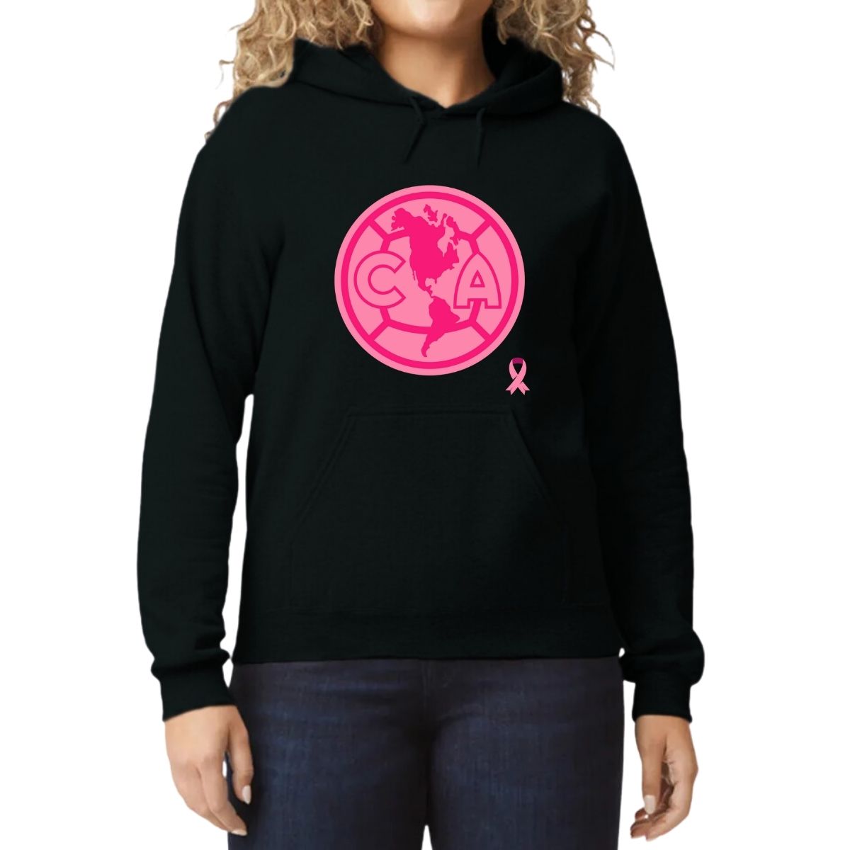 Sudadera Mujer Hoodie América Logo Rosa