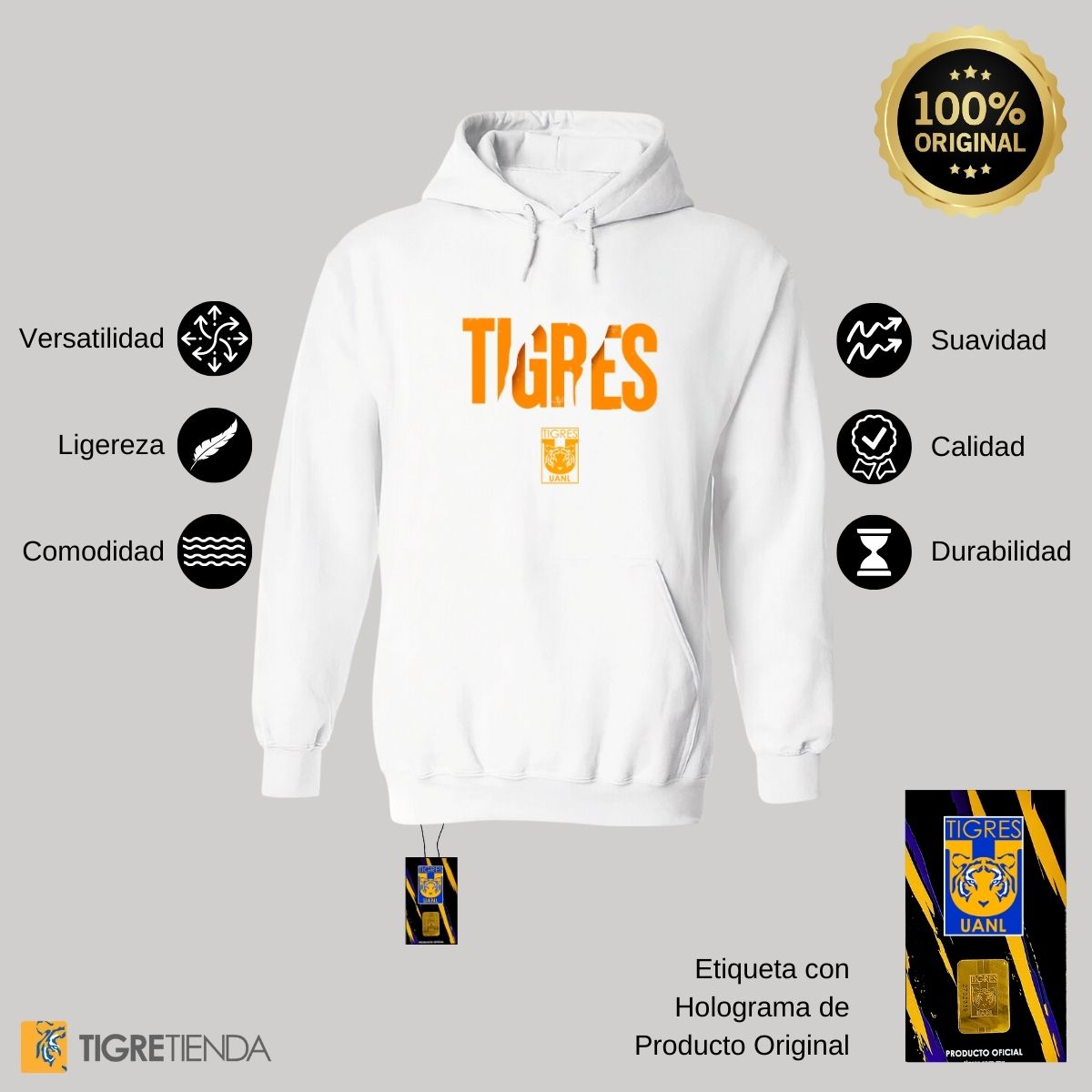 Sudadera Hombre Hoodies  Tigres UANL Escudo UANL