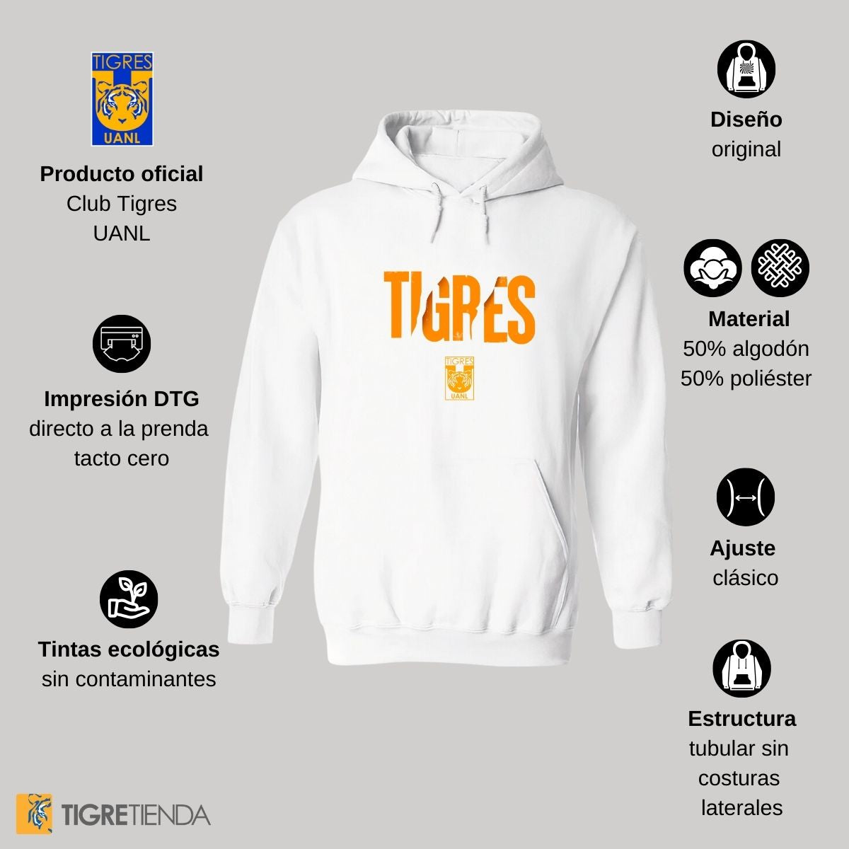 Sudadera Hombre Hoodies  Tigres UANL Escudo UANL