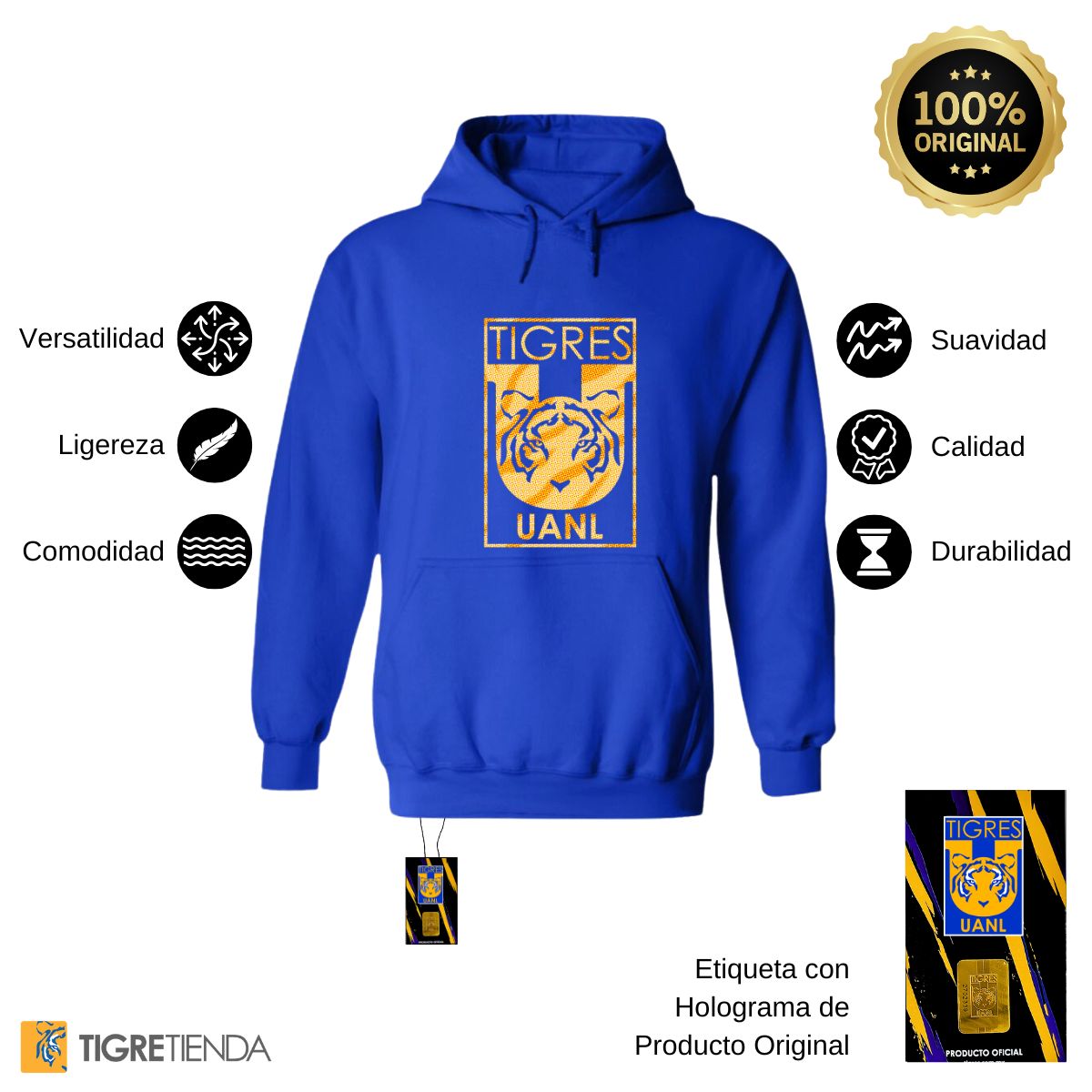 Sudadera Mujer Hoodie  Tigres UANL Escudo