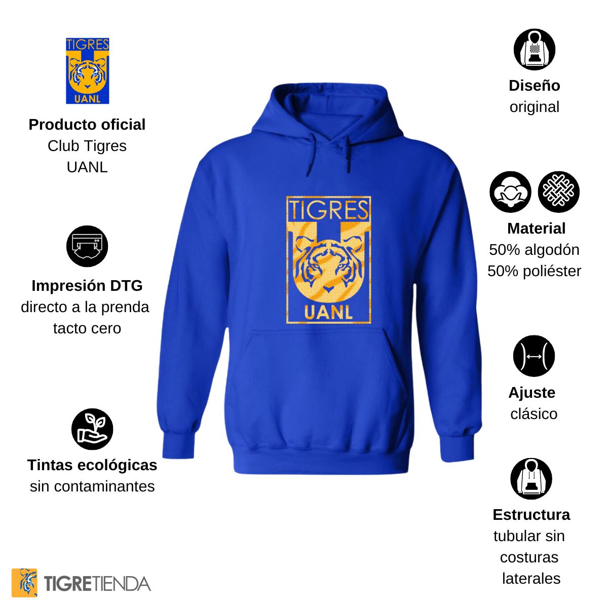 Sudadera Mujer Hoodie  Tigres UANL Escudo