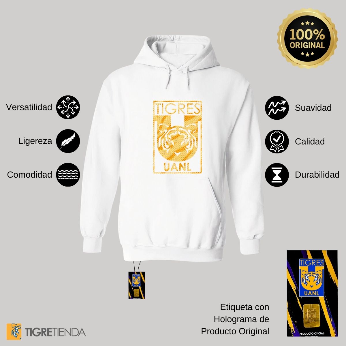 Sudadera Mujer Hoodie  Tigres UANL Escudo