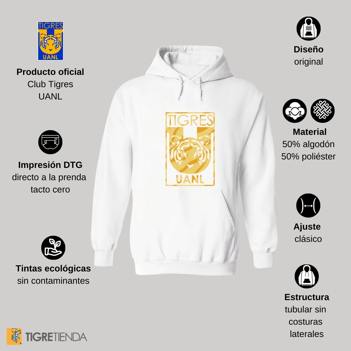 Sudadera Mujer Hoodie  Tigres UANL Escudo