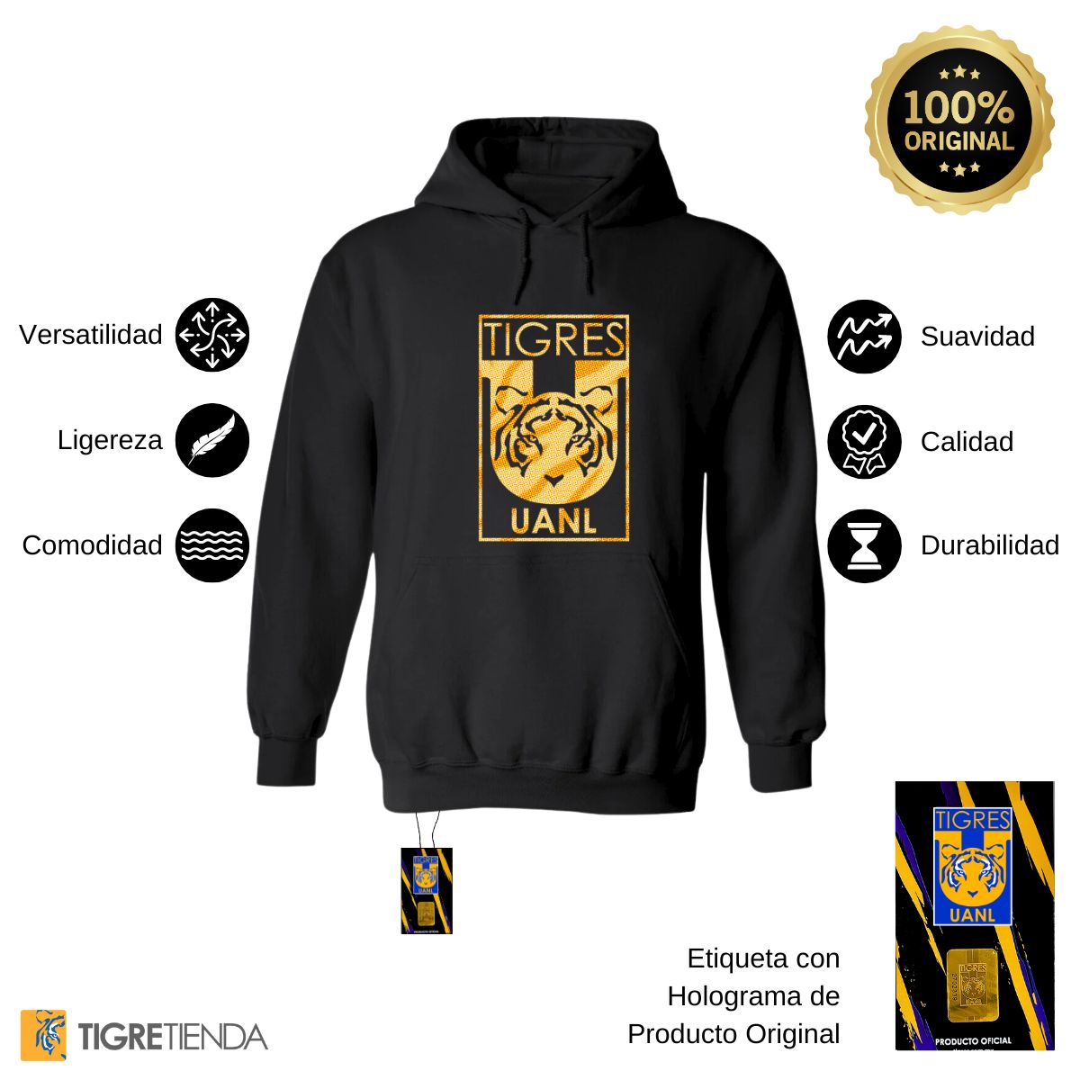 Sudadera Mujer Hoodie  Tigres UANL Escudo