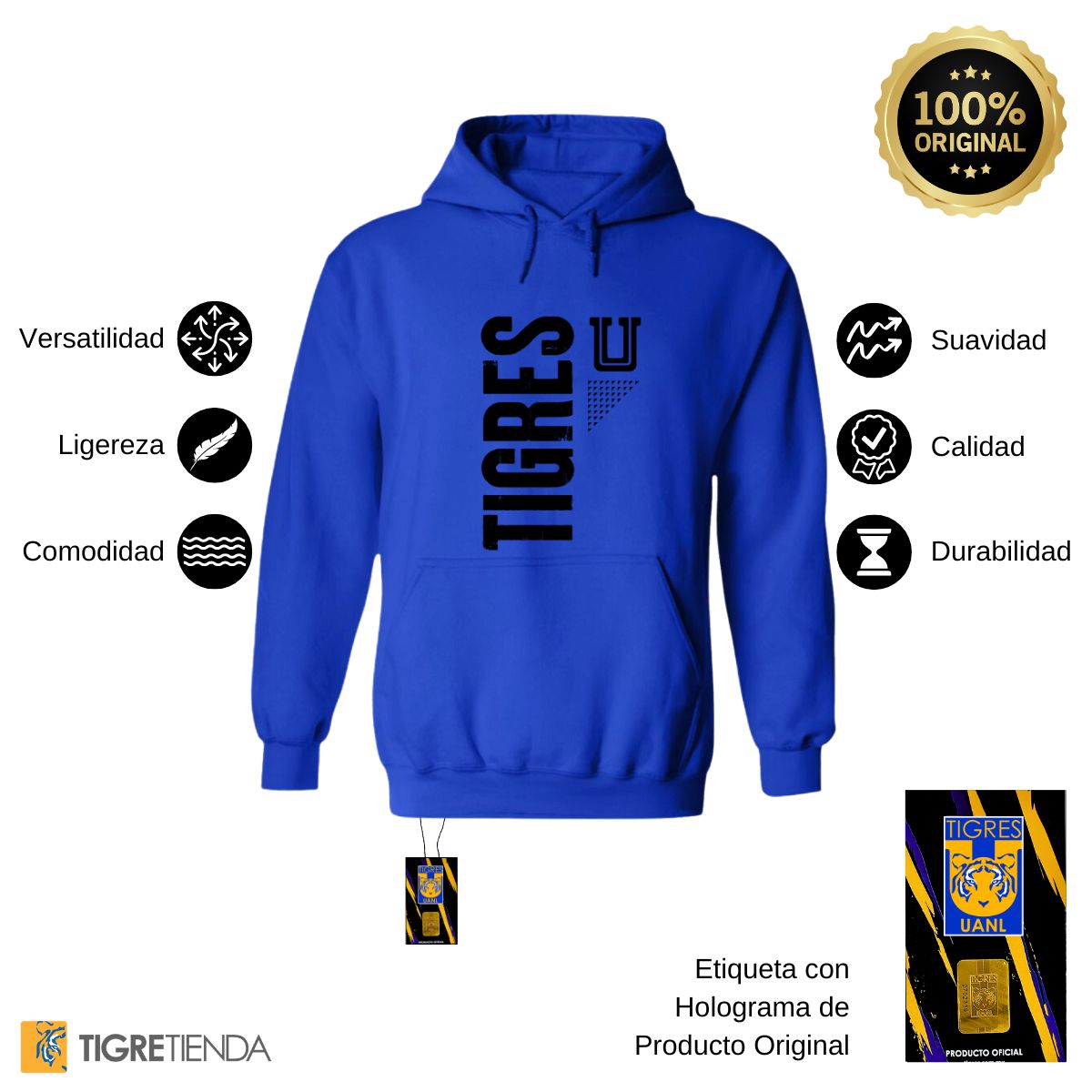 Sudadera Mujer Hoodie  Tigres UANL U Tigres