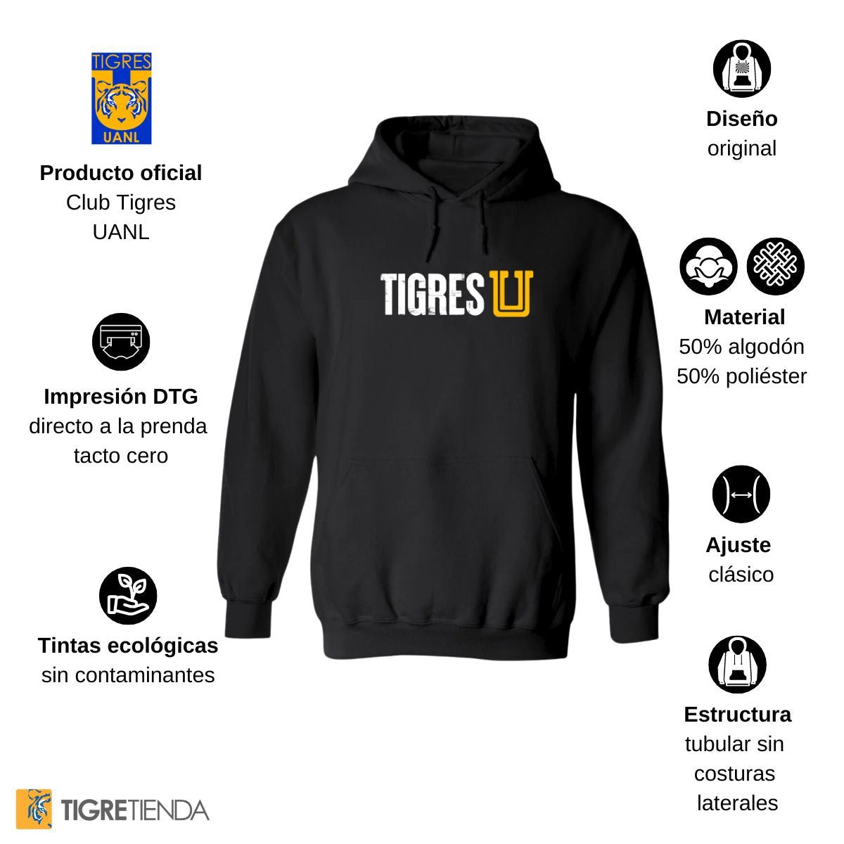 Sudadera Hombre Hoodies  Tigres UANL U