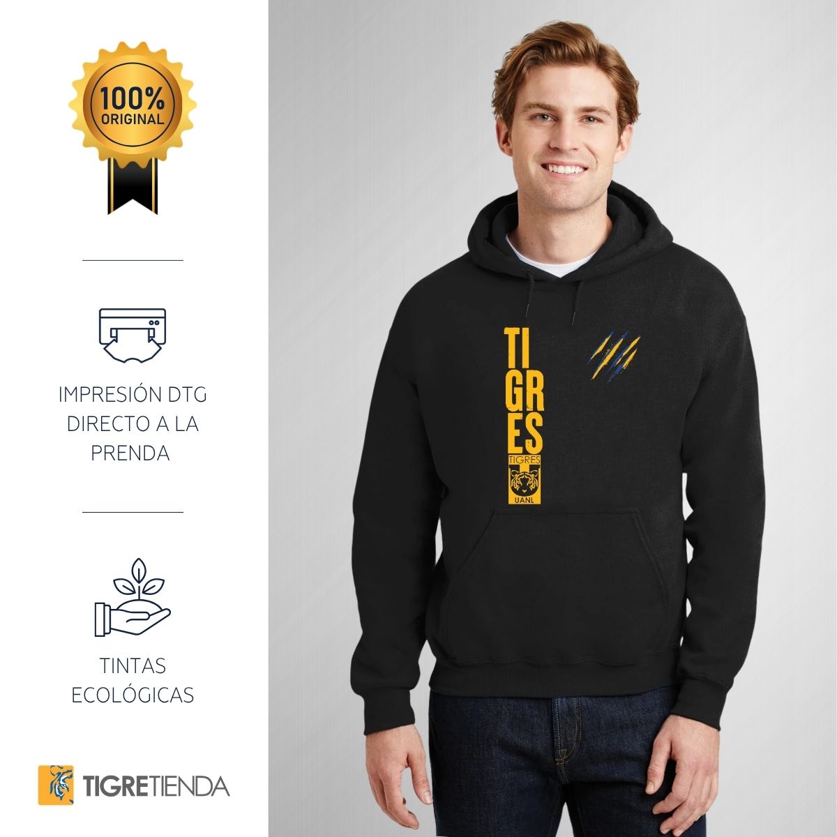 Sudadera Hombre Hoodies  Tigres UANL Tigres Rayas