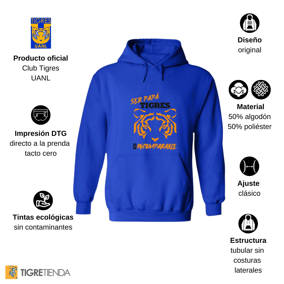 Sudadera Hombre Hoodies  Tigres UANL Papá incomparable