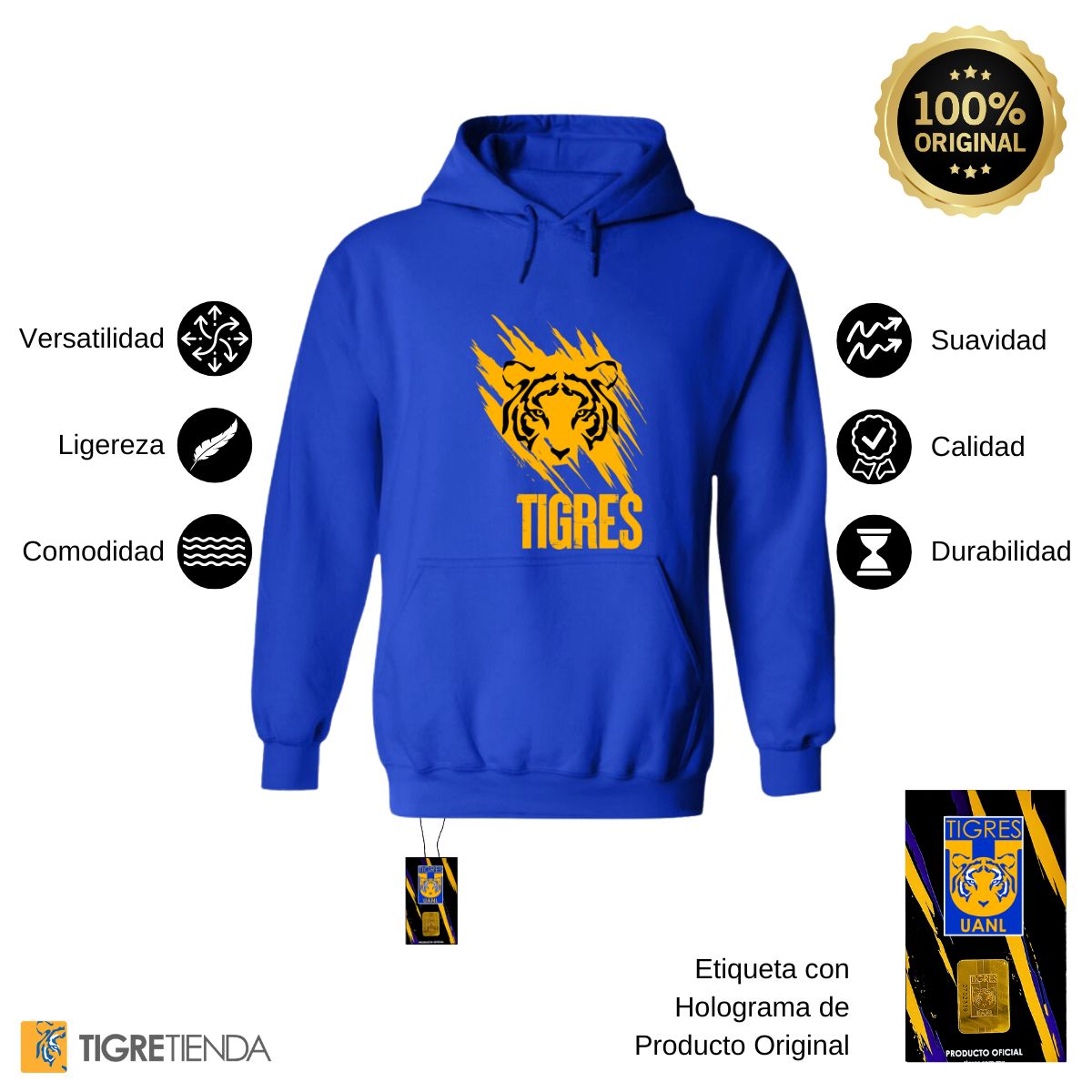 Sudadera Hombre Hoodies  Tigres UANL Rostro