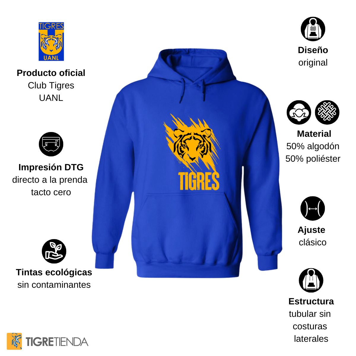 Sudadera Hombre Hoodies  Tigres UANL Rostro