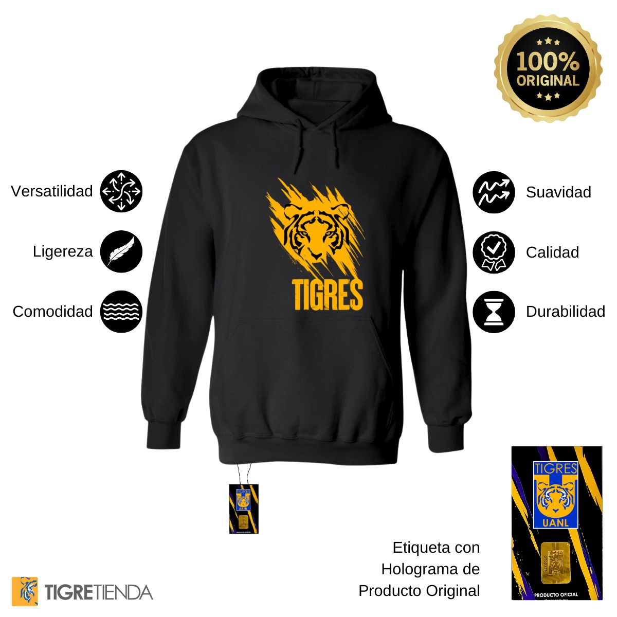 Sudadera Mujer Hoodie  Tigres UANL Rostro